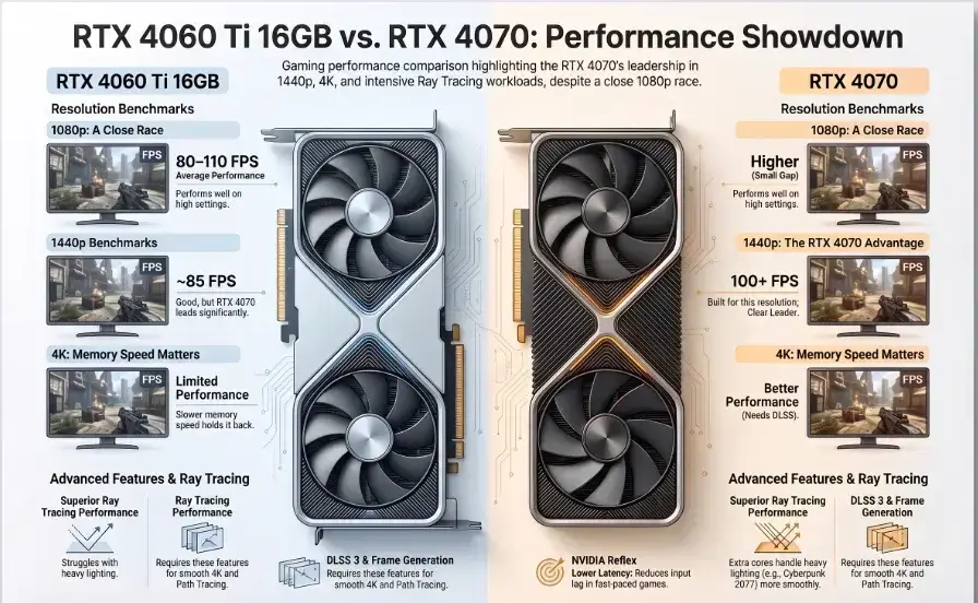 RTX 4060 Ti 16GB vs RTX 4070 Gaming Performance