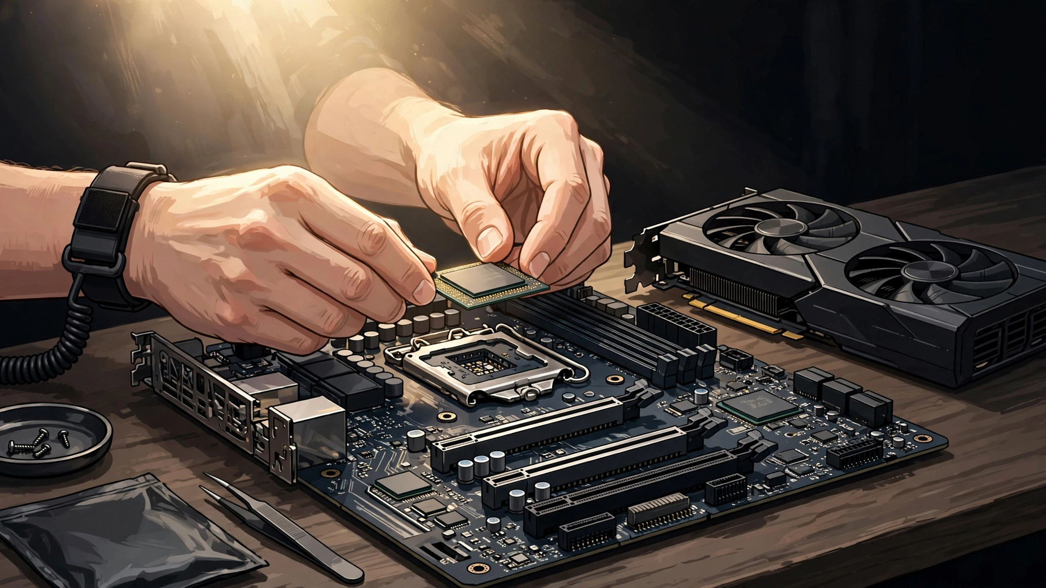 Installing a new CPU into the motherboard to fix a bottleneck