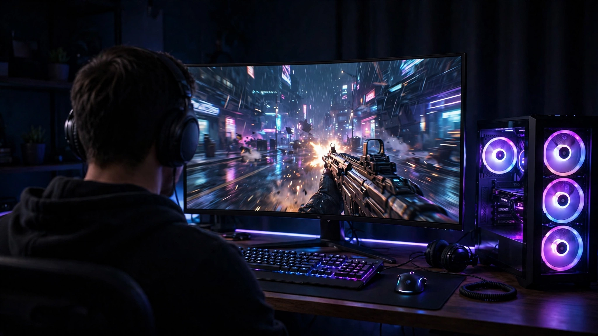 Gaming PC running a high refresh rate game at 1080p with an X3D processor