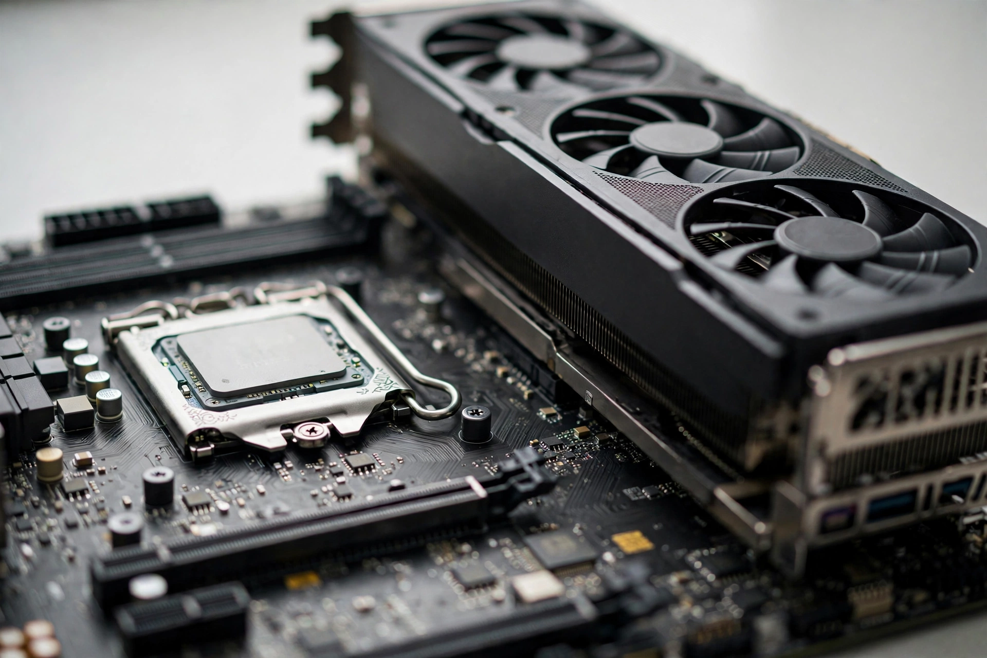 CPU and GPU installed side by side on a motherboard for a balanced Battlefield 6 PC build