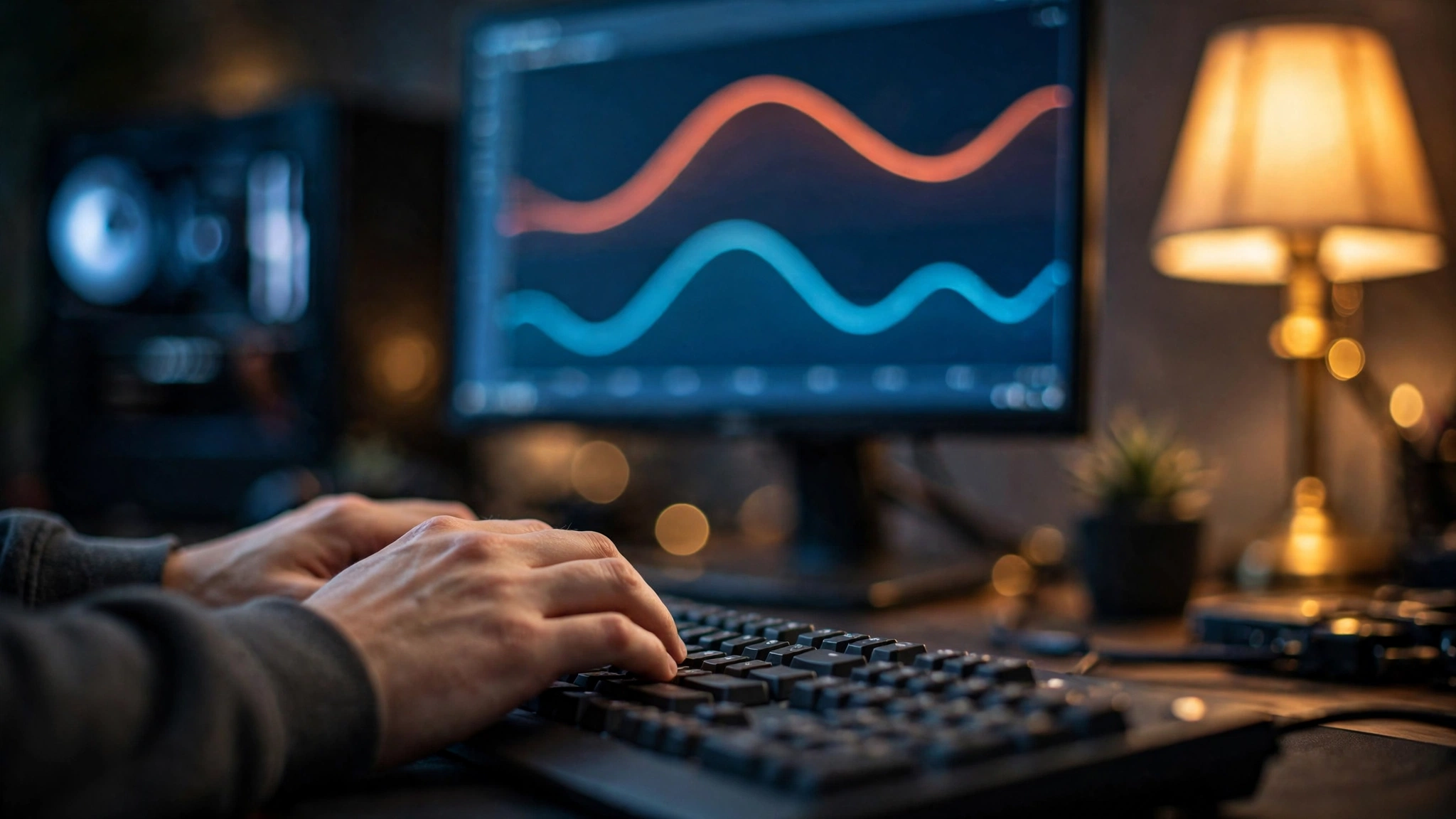 Hardware monitoring graphs on a second monitor while testing PC for bottlenecks