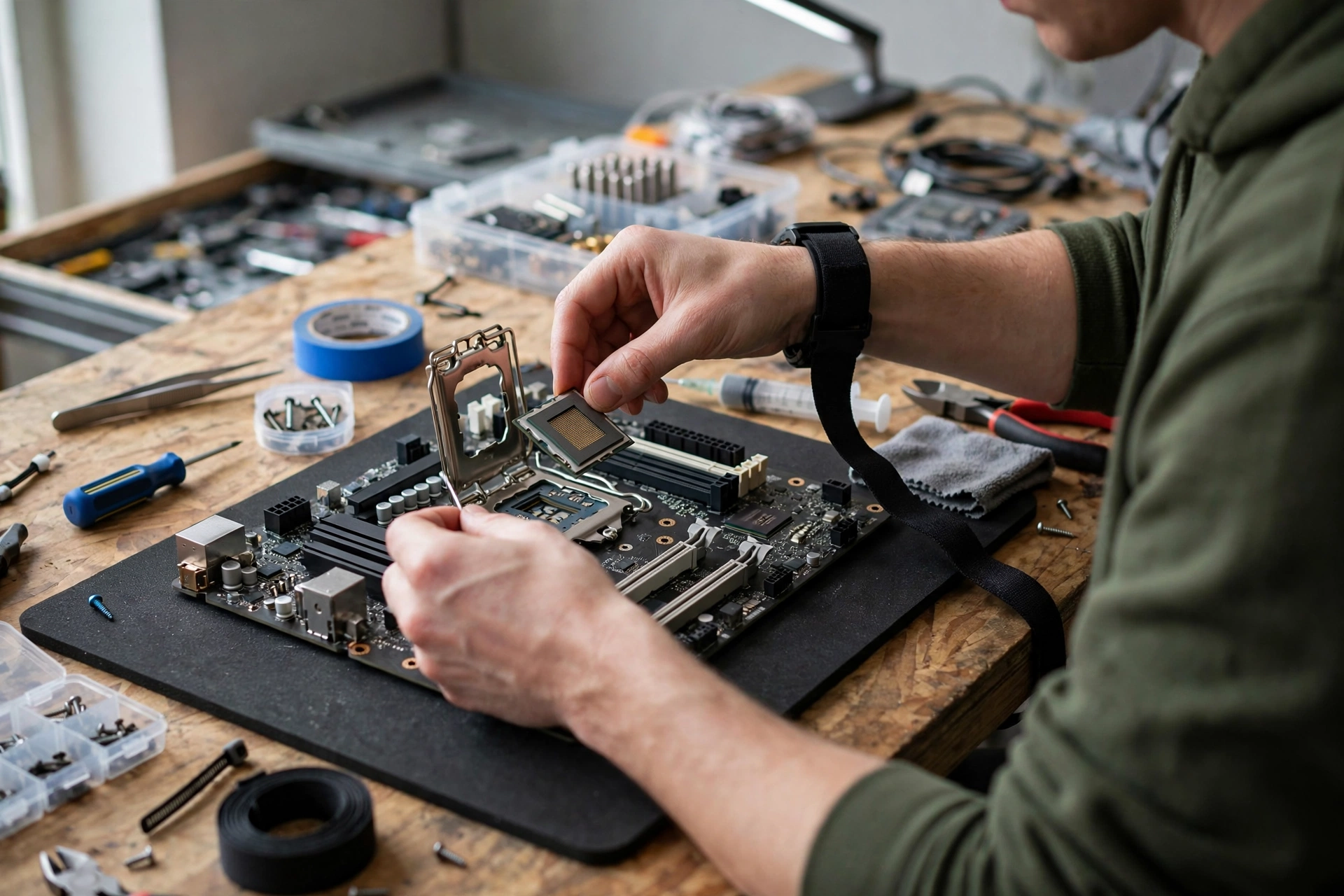 Installing a CPU into a motherboard socket during a CPU upgrade