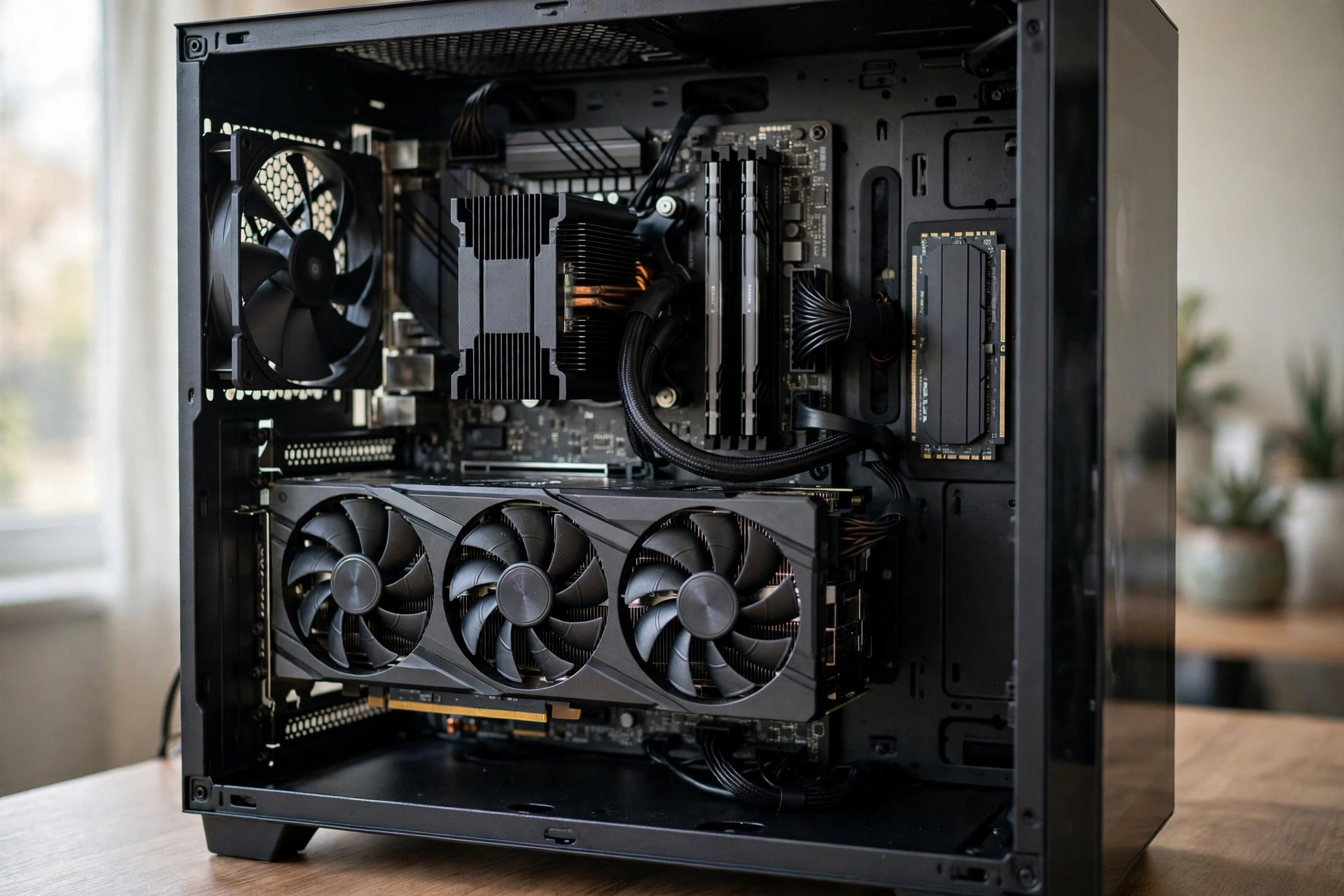 Graphics card installed in a gaming PC for a GPU upgrade