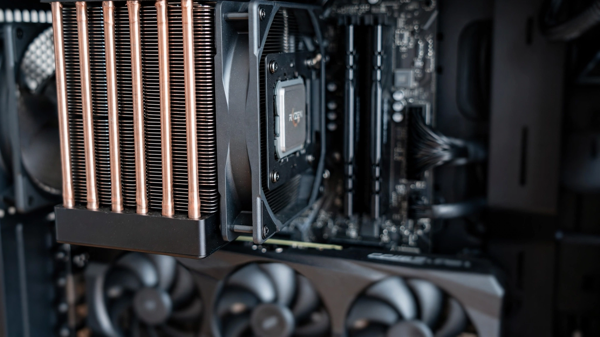 Ryzen CPU installed on a motherboard paired with an RTX 4070 Super