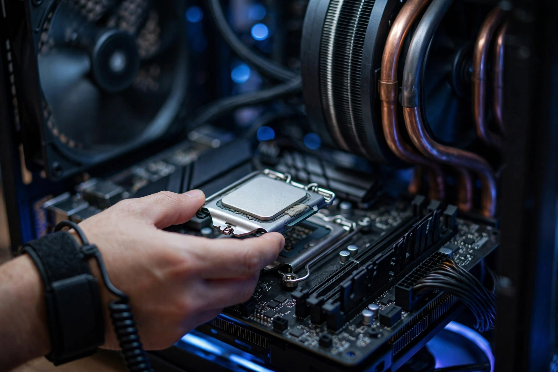 Modern CPU installed inside a gaming PC case, the component that decides Microsoft Flight Simulator main-thread performance