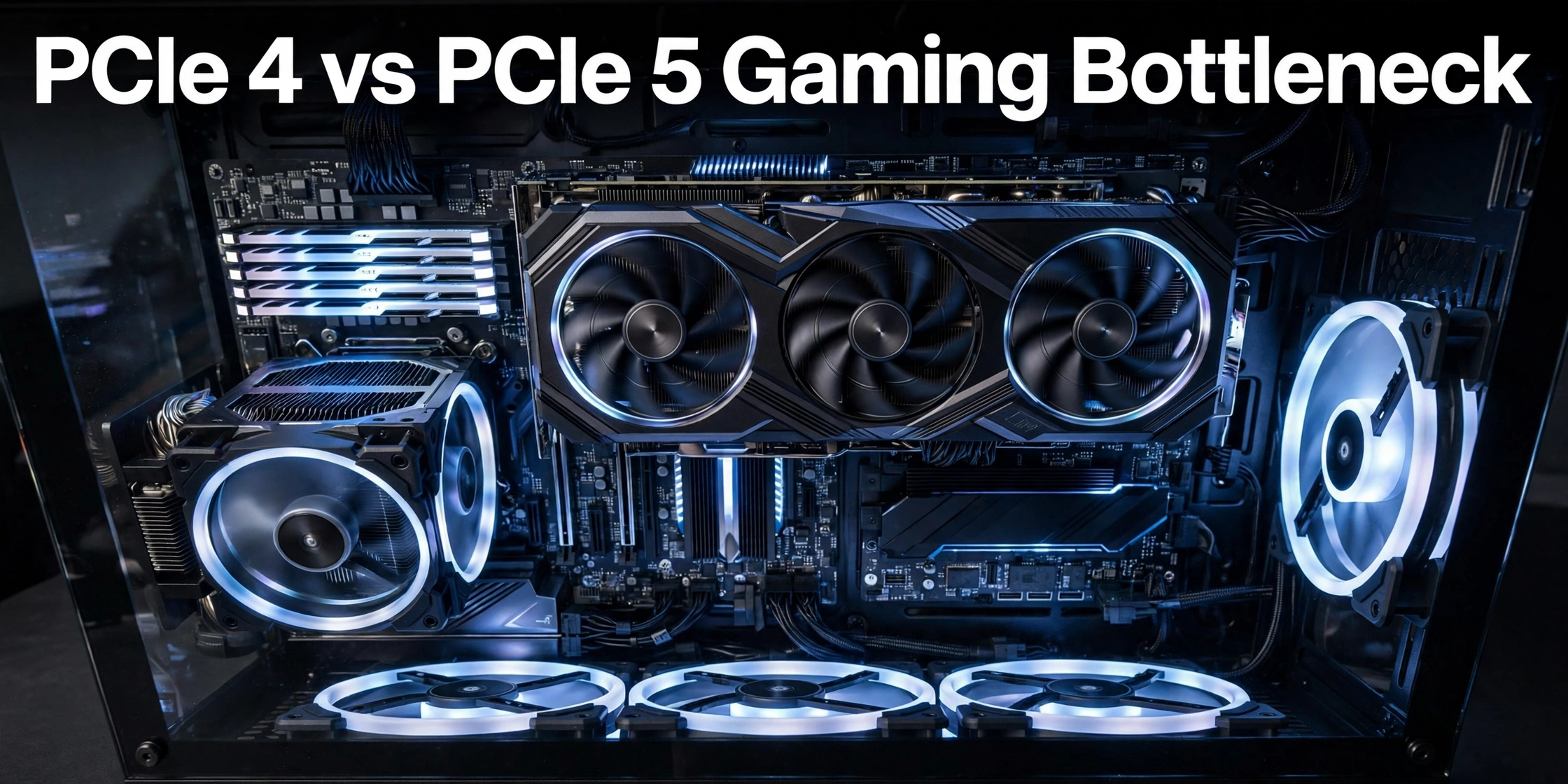 PCIe 4 vs PCIe 5 gaming bottleneck explained with a graphics card installed in a motherboard slot