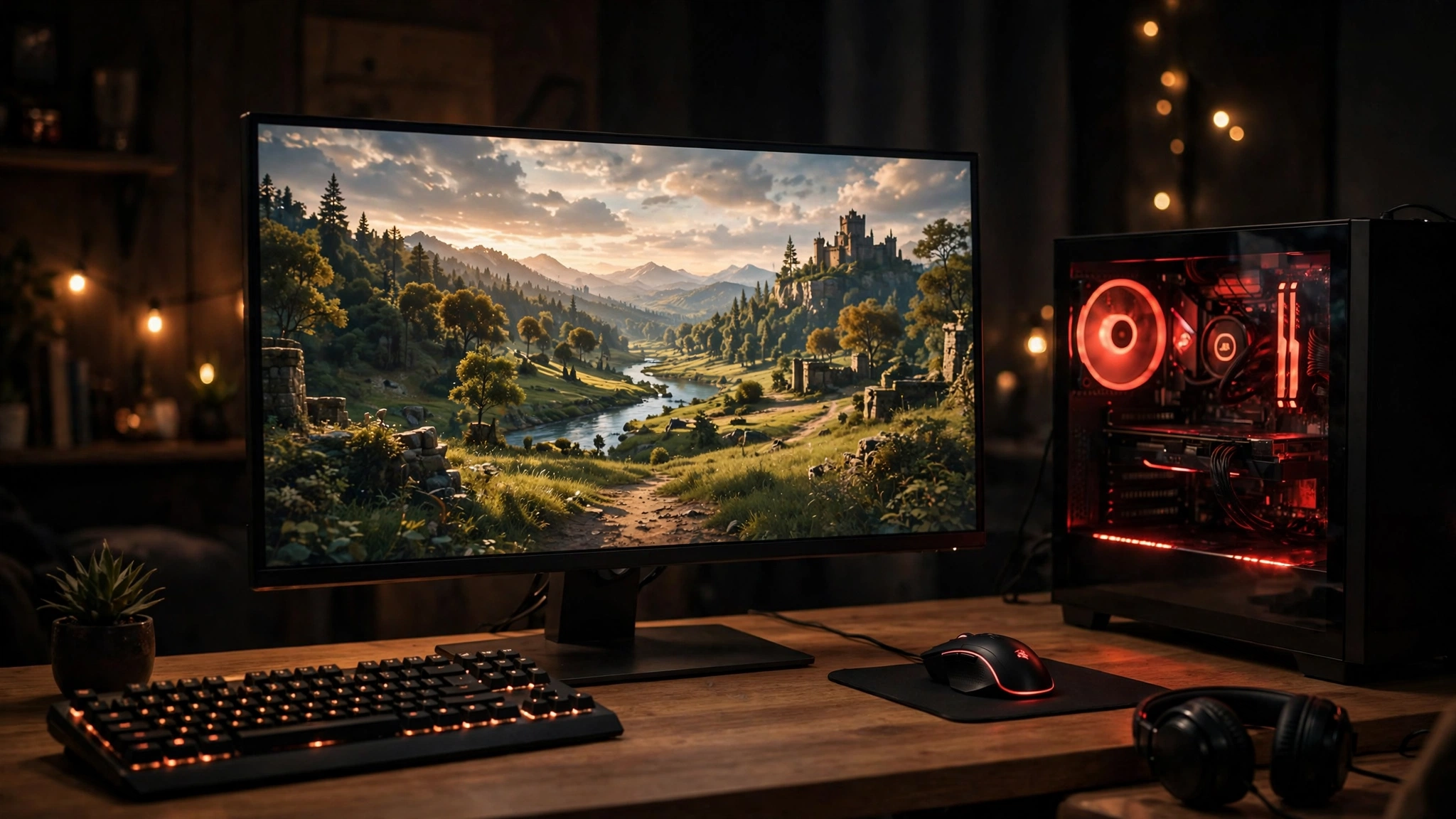 RX 9070 XT gaming setup running a game at 1440p resolution