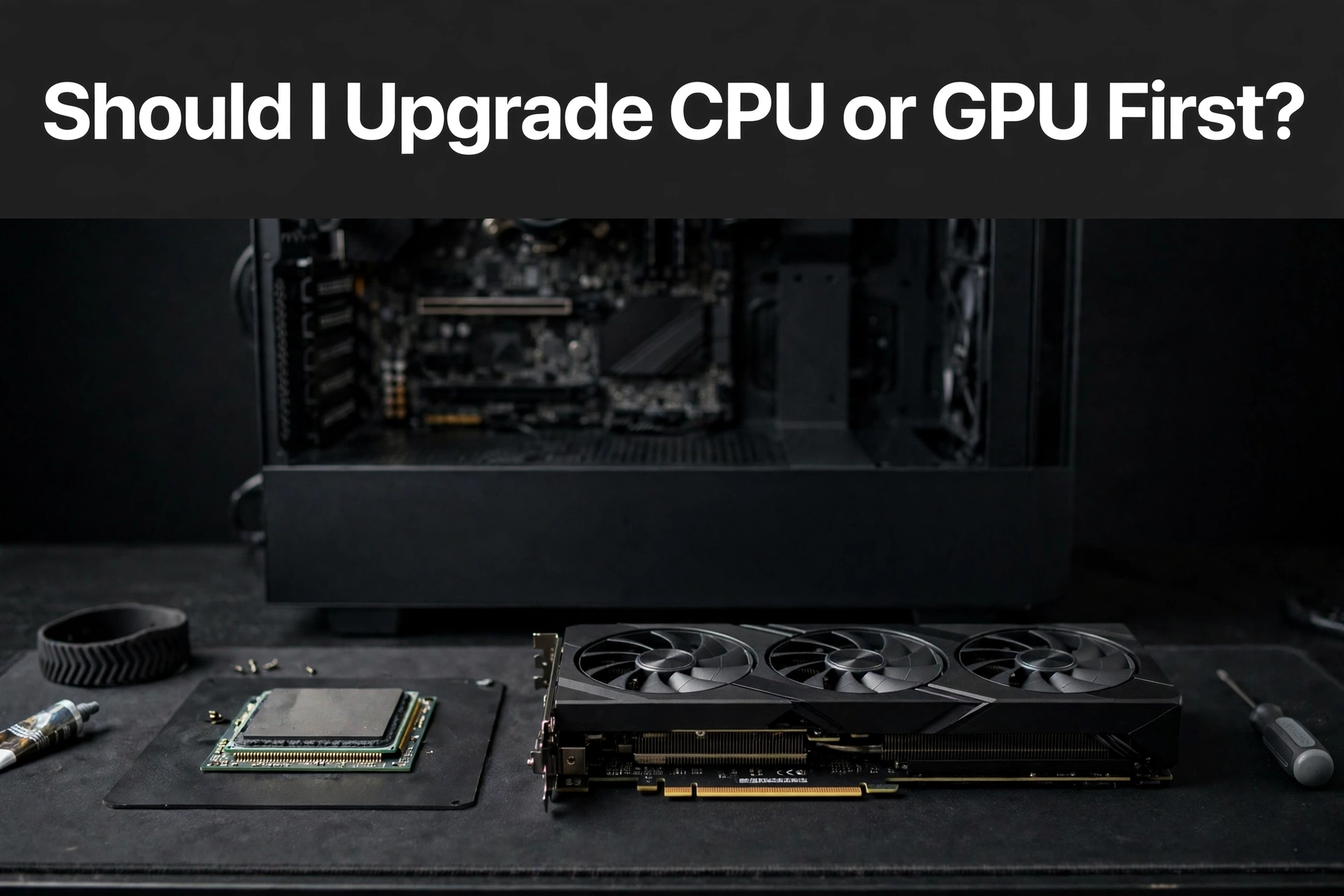 Should I Upgrade CPU or GPU First in 2026, CPU and graphics card on a desk